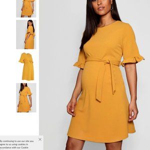 NWT Yellow ruffle sleeve maternity shift dress